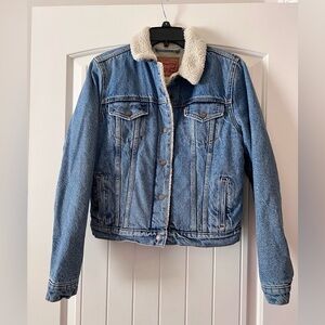 Levi's Blue Denim Jacket with White Sherpa Collar